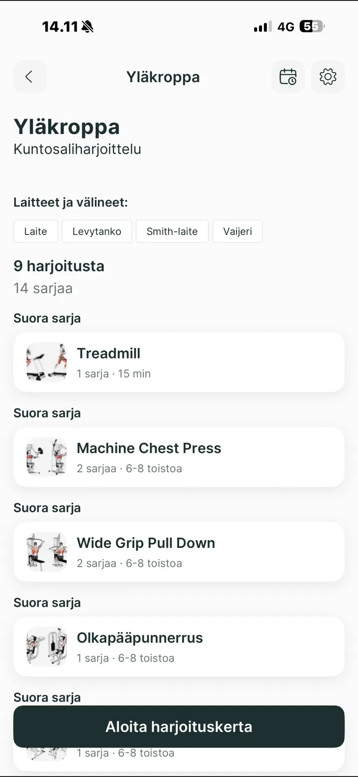 Lean Gains -sovellus: treeniohjelma