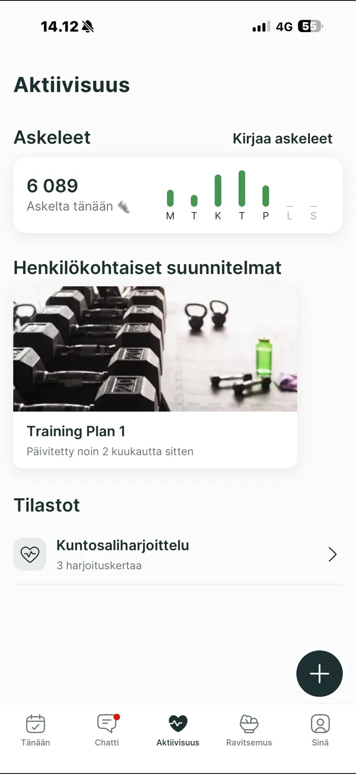 Lean Gains -sovellus: aktiivisuus ja askeleet